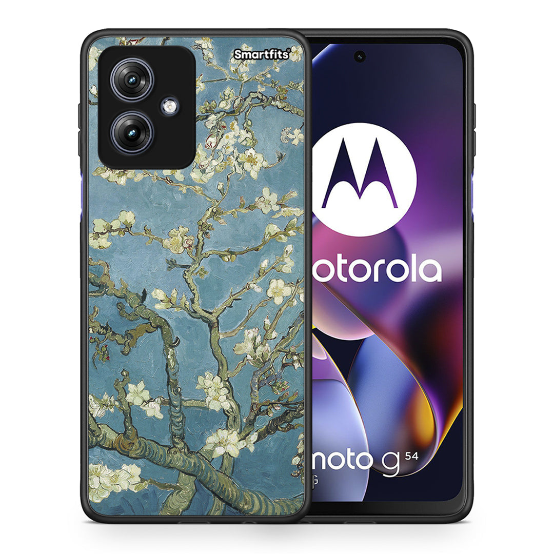 Θήκη Motorola Moto G54 White Blossoms από τη Smartfits με σχέδιο στο πίσω μέρος και μαύρο περίβλημα | Motorola Moto G54 White Blossoms case with colorful back and black bezels