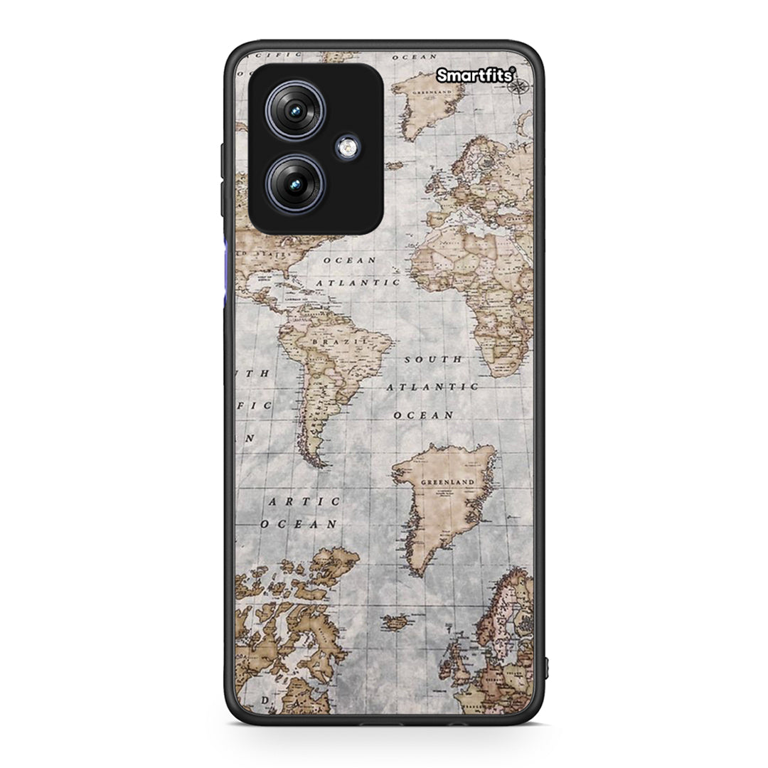 Motorola Moto G54 World Map Θήκη από τη Smartfits με σχέδιο στο πίσω μέρος και μαύρο περίβλημα | Smartphone case with colorful back and black bezels by Smartfits
