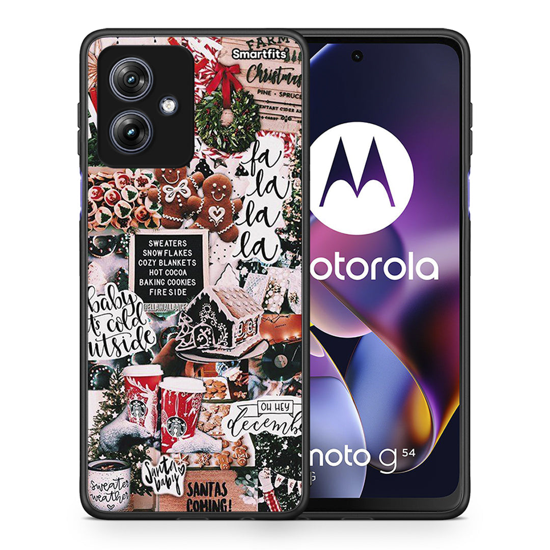 Θήκη Motorola Moto G54 Xmas Habbits από τη Smartfits με σχέδιο στο πίσω μέρος και μαύρο περίβλημα | Motorola Moto G54 Xmas Habbits case with colorful back and black bezels