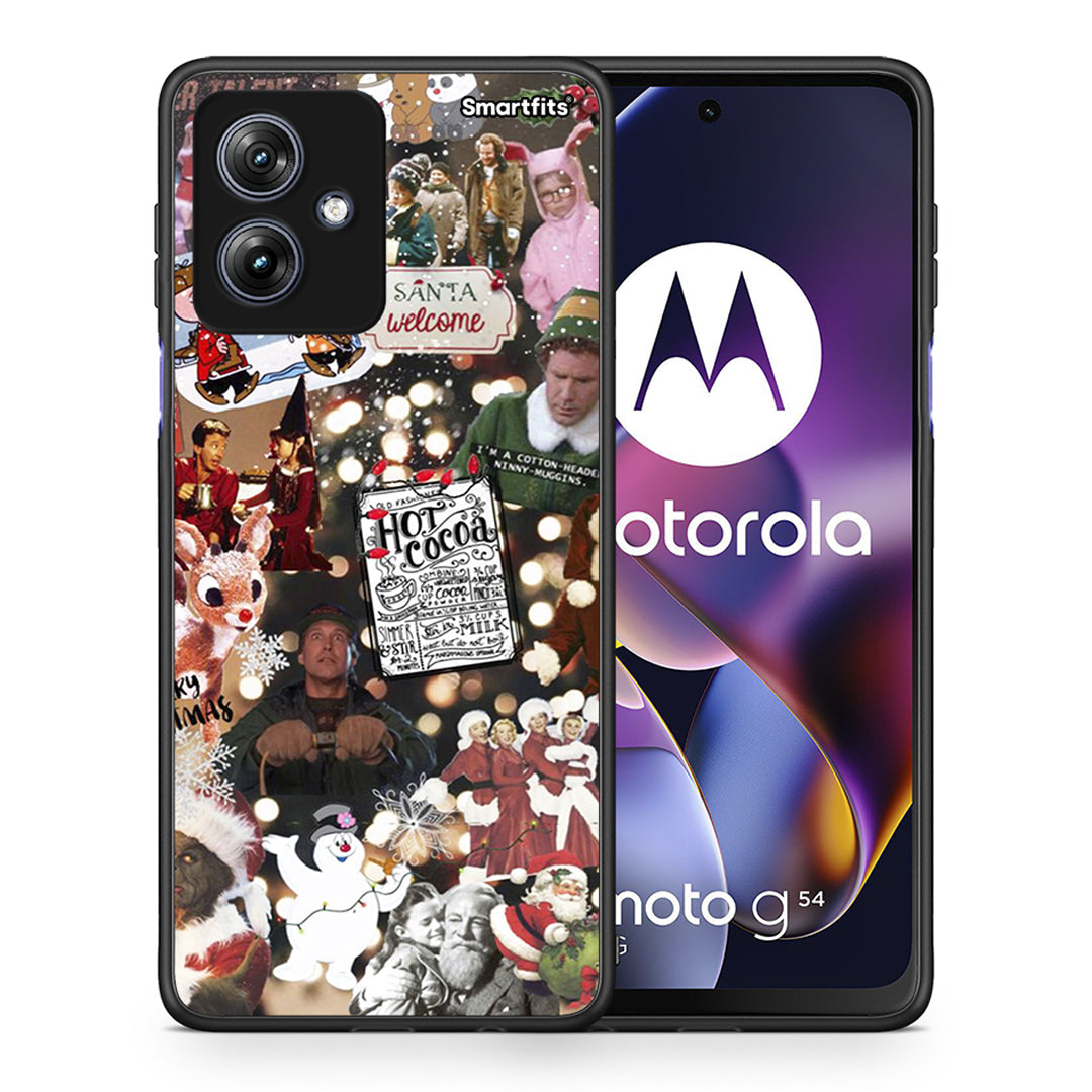 Θήκη Motorola Moto G54 Xmas Movies από τη Smartfits με σχέδιο στο πίσω μέρος και μαύρο περίβλημα | Motorola Moto G54 Xmas Movies case with colorful back and black bezels