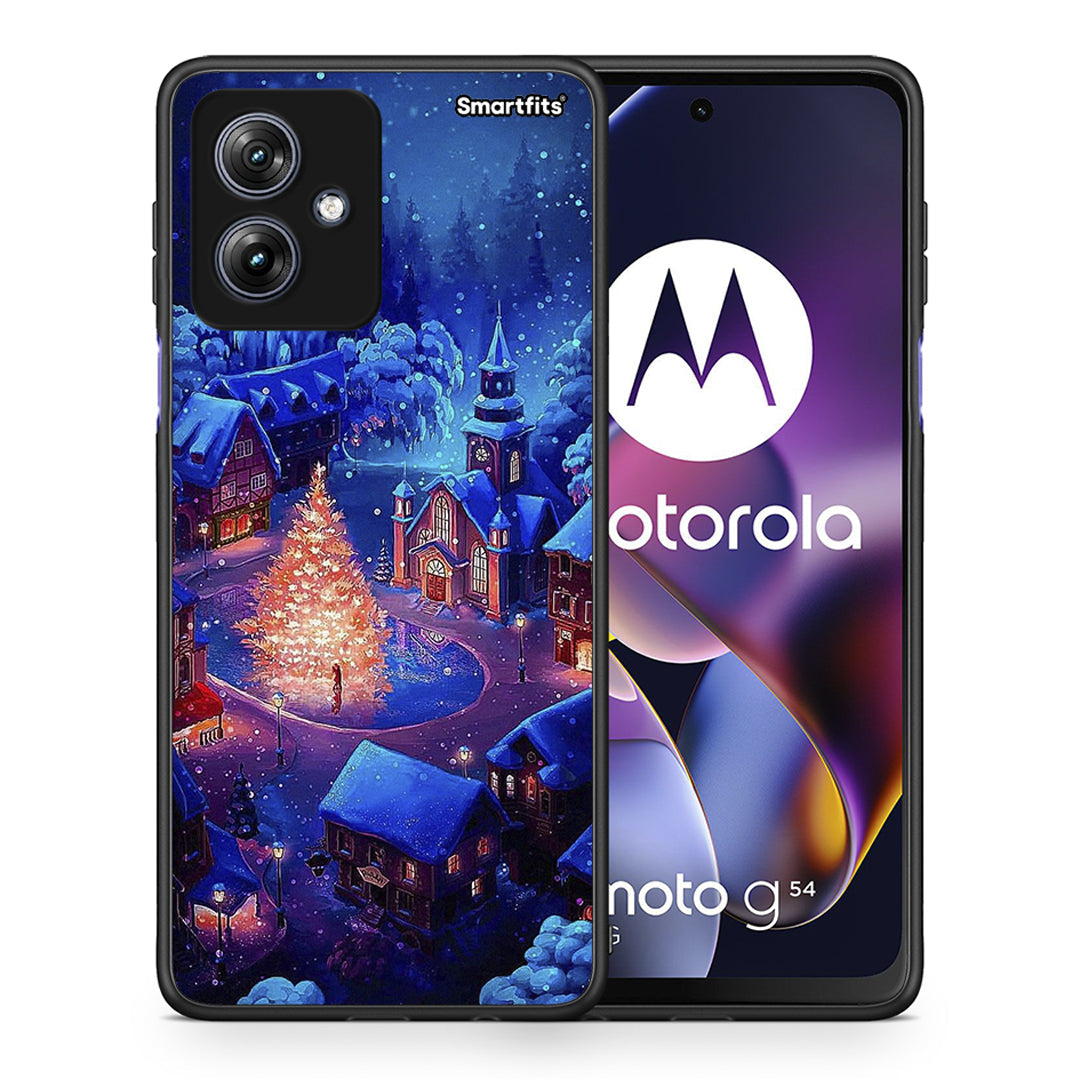 Θήκη Motorola Moto G54 Xmas Village από τη Smartfits με σχέδιο στο πίσω μέρος και μαύρο περίβλημα | Motorola Moto G54 Xmas Village case with colorful back and black bezels