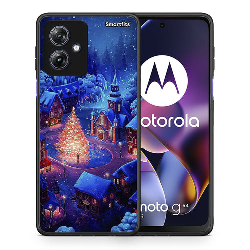 Θήκη Motorola Moto G54 Xmas Village από τη Smartfits με σχέδιο στο πίσω μέρος και μαύρο περίβλημα | Motorola Moto G54 Xmas Village case with colorful back and black bezels