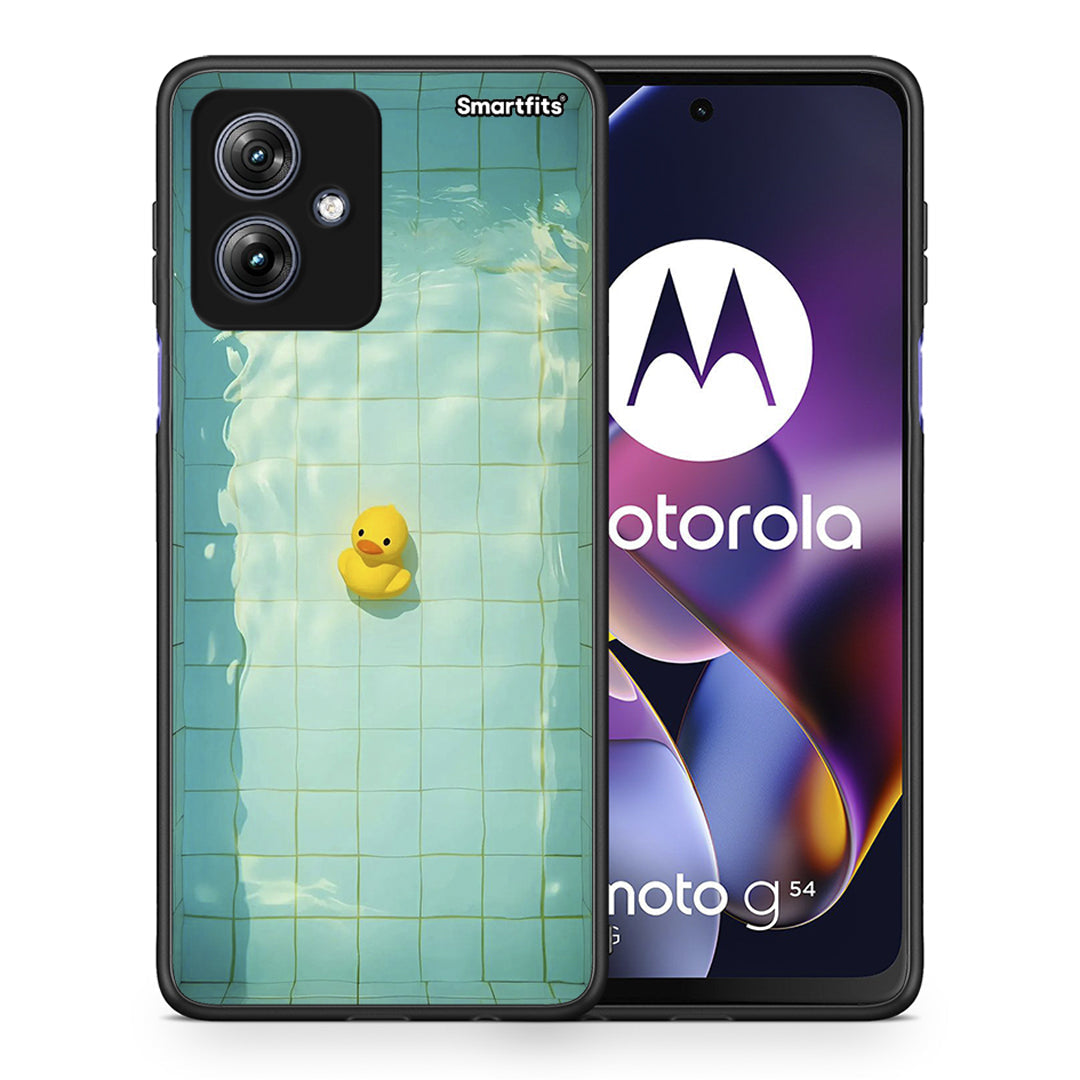 Θήκη Motorola Moto G54 Yellow Duck από τη Smartfits με σχέδιο στο πίσω μέρος και μαύρο περίβλημα | Motorola Moto G54 Yellow Duck case with colorful back and black bezels