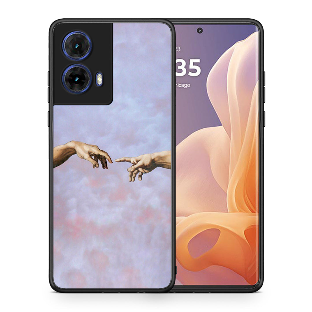 Θήκη Motorola Moto G85 Adam Hand από τη Smartfits με σχέδιο στο πίσω μέρος και μαύρο περίβλημα | Motorola Moto G85 Adam Hand case with colorful back and black bezels