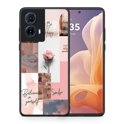 Θήκη Motorola Moto G85 Aesthetic Collage από τη Smartfits με σχέδιο στο πίσω μέρος και μαύρο περίβλημα | Motorola Moto G85 Aesthetic Collage case with colorful back and black bezels