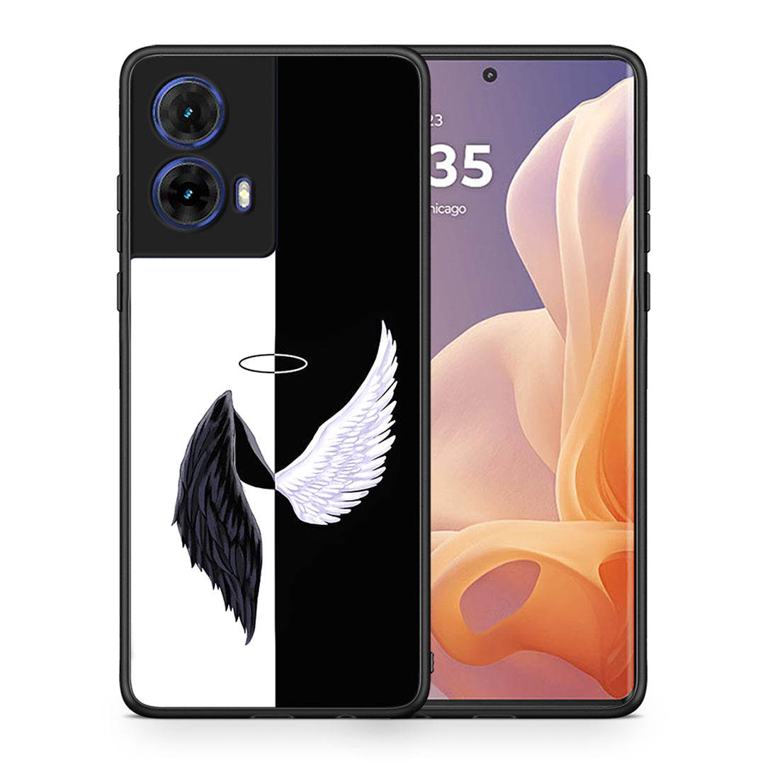 Θήκη Motorola Moto G85 Angels Demons από τη Smartfits με σχέδιο στο πίσω μέρος και μαύρο περίβλημα | Motorola Moto G85 Angels Demons case with colorful back and black bezels