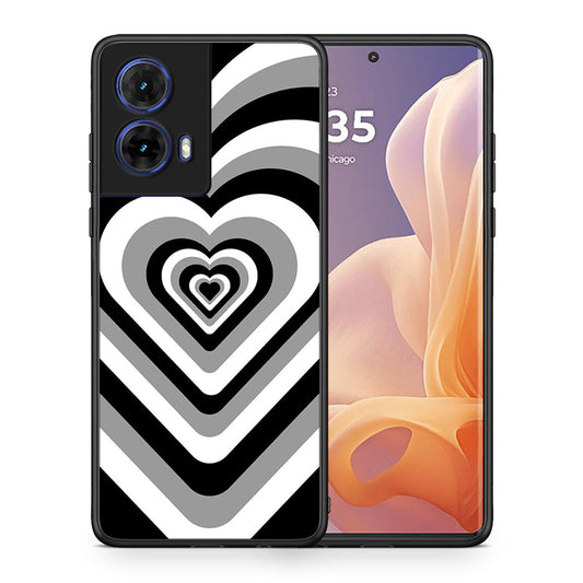 Θήκη Motorola Moto G85 Black Hearts από τη Smartfits με σχέδιο στο πίσω μέρος και μαύρο περίβλημα | Motorola Moto G85 Black Hearts case with colorful back and black bezels