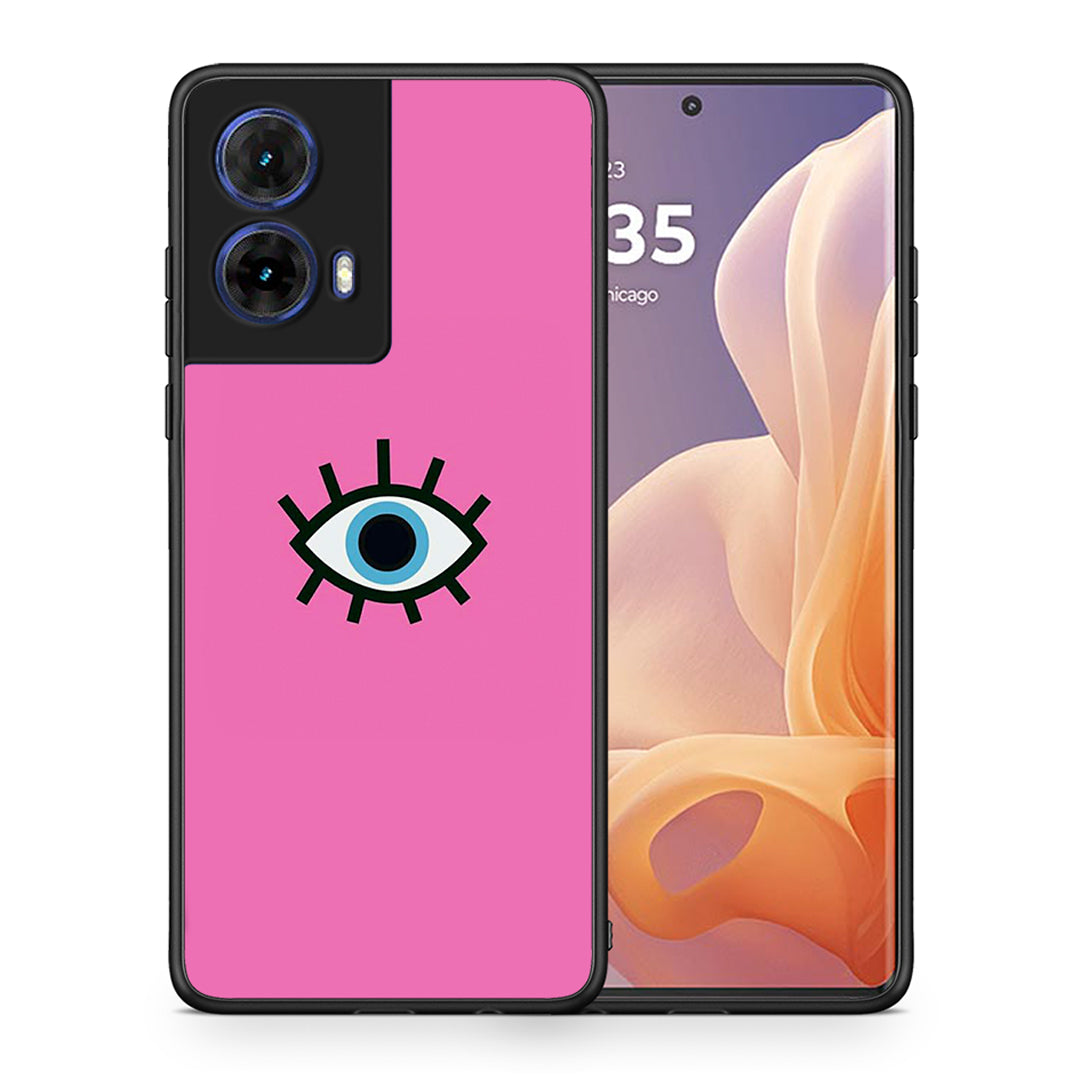 Θήκη Motorola Moto G85 Blue Eye Pink από τη Smartfits με σχέδιο στο πίσω μέρος και μαύρο περίβλημα | Motorola Moto G85 Blue Eye Pink case with colorful back and black bezels
