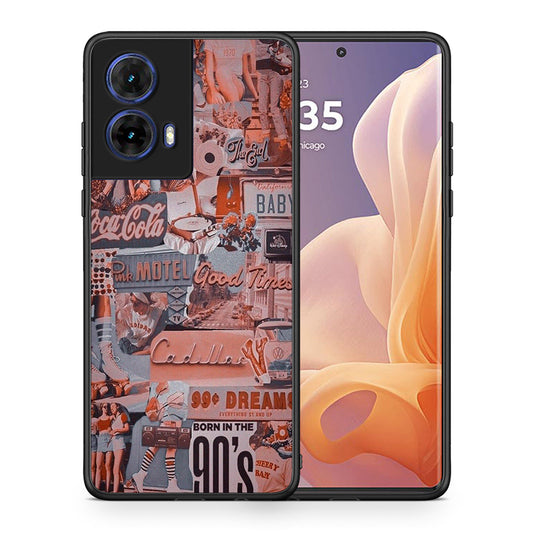 Θήκη Motorola Moto G85 Born In 90s από τη Smartfits με σχέδιο στο πίσω μέρος και μαύρο περίβλημα | Motorola Moto G85 Born In 90s case with colorful back and black bezels