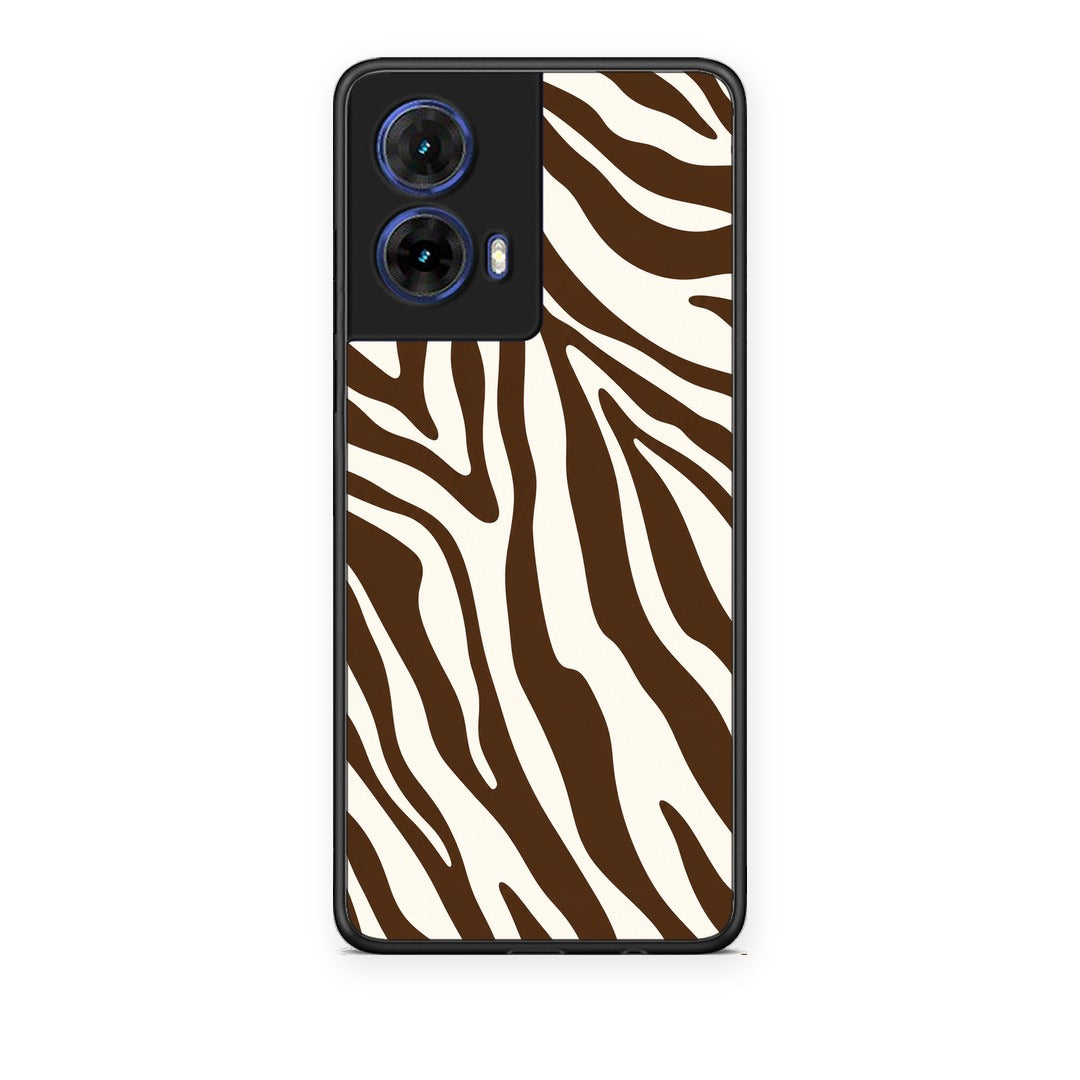 Θήκη Motorola Moto G85 Brown and Cream Zebra Stripes από τη Smartfits με σχέδιο στο πίσω μέρος και μαύρο περίβλημα | Motorola Moto G85 Brown and Cream Zebra Stripes case with colorful back and black bezels