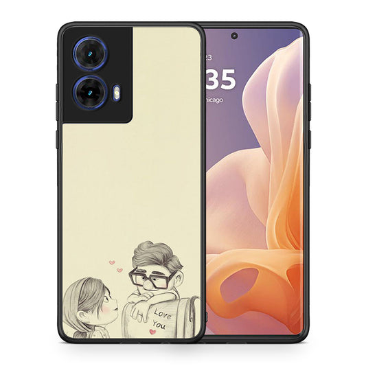 Θήκη Motorola Moto G85 Carl And Ellie από τη Smartfits με σχέδιο στο πίσω μέρος και μαύρο περίβλημα | Motorola Moto G85 Carl And Ellie case with colorful back and black bezels