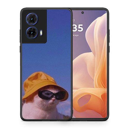 Θήκη Motorola Moto G85 Cat Diva από τη Smartfits με σχέδιο στο πίσω μέρος και μαύρο περίβλημα | Motorola Moto G85 Cat Diva case with colorful back and black bezels