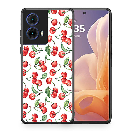 Θήκη Motorola Moto G85 Cherry Summer από τη Smartfits με σχέδιο στο πίσω μέρος και μαύρο περίβλημα | Motorola Moto G85 Cherry Summer case with colorful back and black bezels