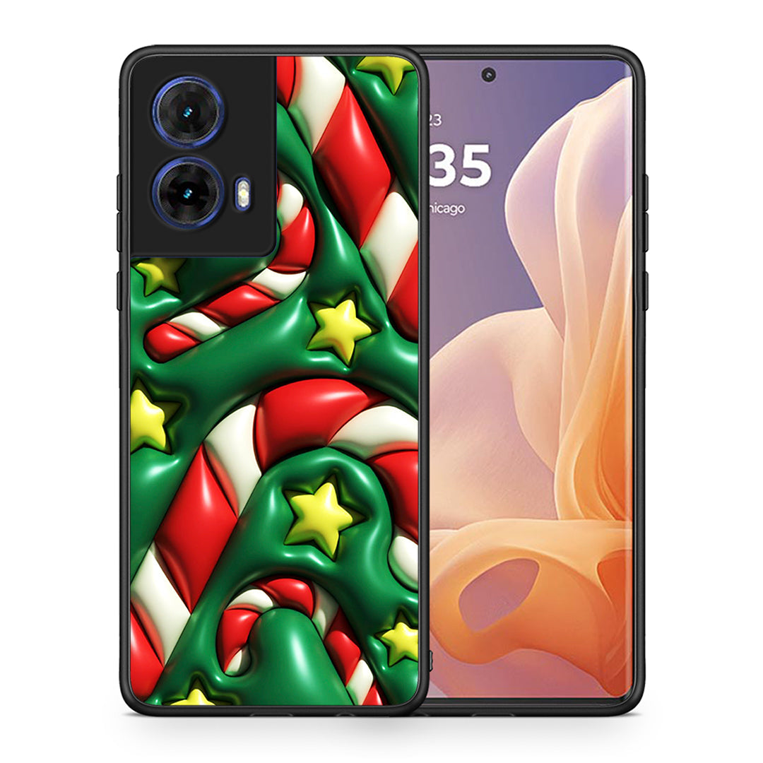 Θήκη Motorola Moto G85 Christmas Bubbles από τη Smartfits με σχέδιο στο πίσω μέρος και μαύρο περίβλημα | Motorola Moto G85 Christmas Bubbles case with colorful back and black bezels