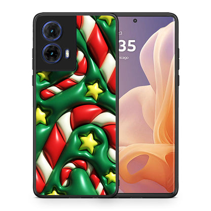 Θήκη Motorola Moto G85 Christmas Bubbles από τη Smartfits με σχέδιο στο πίσω μέρος και μαύρο περίβλημα | Motorola Moto G85 Christmas Bubbles case with colorful back and black bezels