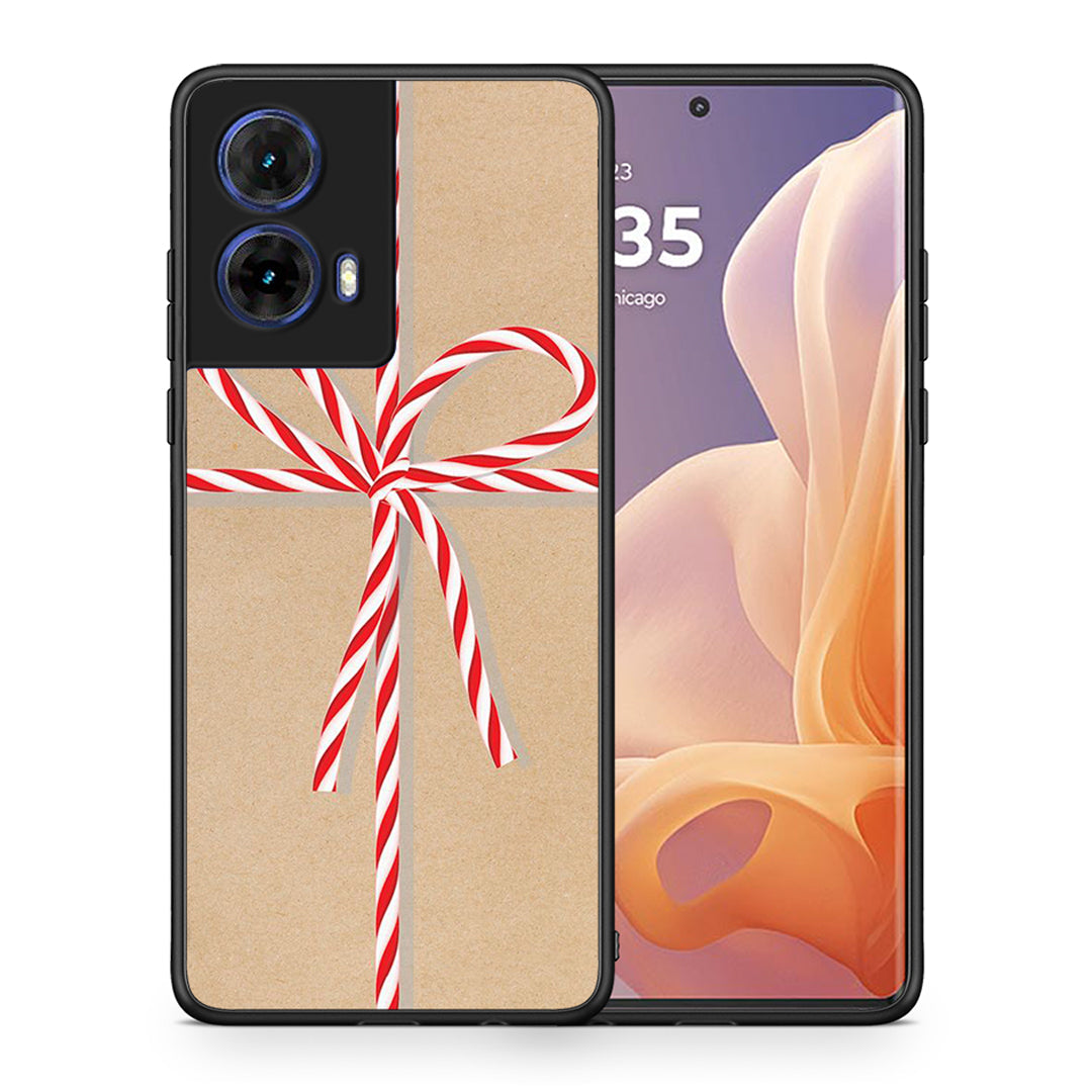 Θήκη Motorola Moto G85 Christmas Gift από τη Smartfits με σχέδιο στο πίσω μέρος και μαύρο περίβλημα | Motorola Moto G85 Christmas Gift case with colorful back and black bezels