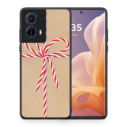 Θήκη Motorola Moto G85 Christmas Gift από τη Smartfits με σχέδιο στο πίσω μέρος και μαύρο περίβλημα | Motorola Moto G85 Christmas Gift case with colorful back and black bezels