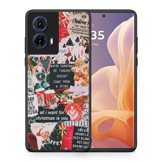 Θήκη Motorola Moto G85 Christmas Happiness από τη Smartfits με σχέδιο στο πίσω μέρος και μαύρο περίβλημα | Motorola Moto G85 Christmas Happiness case with colorful back and black bezels