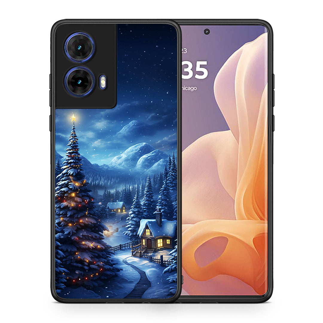 Θήκη Motorola Moto G85 Christmas Scenery από τη Smartfits με σχέδιο στο πίσω μέρος και μαύρο περίβλημα | Motorola Moto G85 Christmas Scenery case with colorful back and black bezels