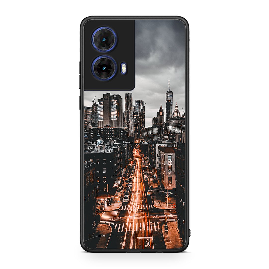 Motorola Moto G85 City Lights θήκη από τη Smartfits με σχέδιο στο πίσω μέρος και μαύρο περίβλημα | Smartphone case with colorful back and black bezels by Smartfits