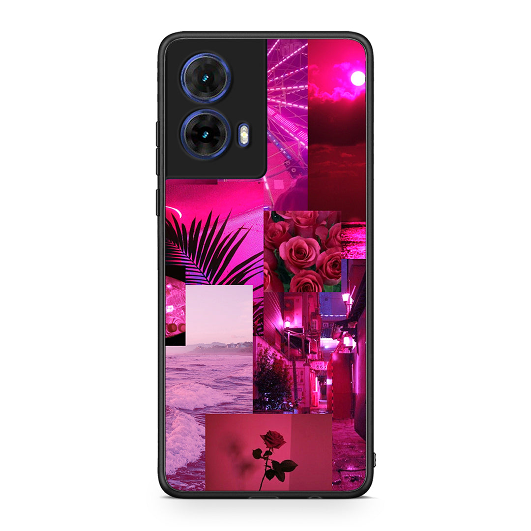 Motorola Moto G85 Collage Red Roses Θήκη Αγίου Βαλεντίνου από τη Smartfits με σχέδιο στο πίσω μέρος και μαύρο περίβλημα | Smartphone case with colorful back and black bezels by Smartfits