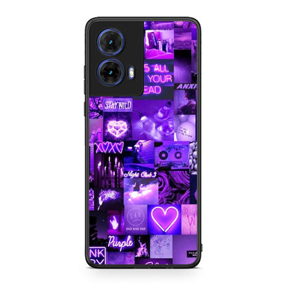 Motorola Moto G85 Collage Stay Wild Θήκη Αγίου Βαλεντίνου από τη Smartfits με σχέδιο στο πίσω μέρος και μαύρο περίβλημα | Smartphone case with colorful back and black bezels by Smartfits