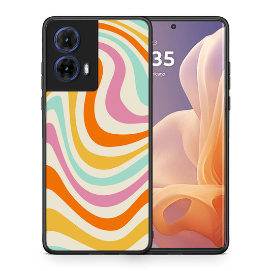 Θήκη Motorola Moto G85 Colourful Waves από τη Smartfits με σχέδιο στο πίσω μέρος και μαύρο περίβλημα | Motorola Moto G85 Colourful Waves case with colorful back and black bezels