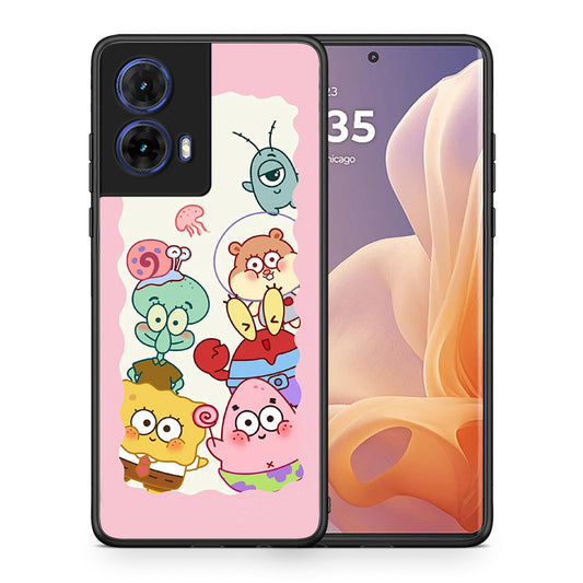 Θήκη Motorola Moto G85 Cute Companion από τη Smartfits με σχέδιο στο πίσω μέρος και μαύρο περίβλημα | Motorola Moto G85 Cute Companion case with colorful back and black bezels