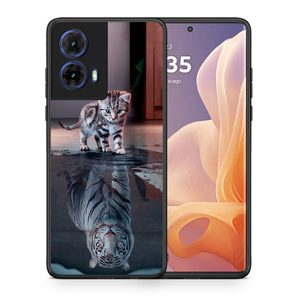 Θήκη Motorola Moto G85 Tiger Cute από τη Smartfits με σχέδιο στο πίσω μέρος και μαύρο περίβλημα | Motorola Moto G85 Tiger Cute case with colorful back and black bezels