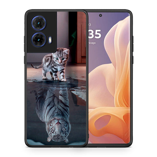 Θήκη Motorola Moto G85 Tiger Cute από τη Smartfits με σχέδιο στο πίσω μέρος και μαύρο περίβλημα | Motorola Moto G85 Tiger Cute case with colorful back and black bezels