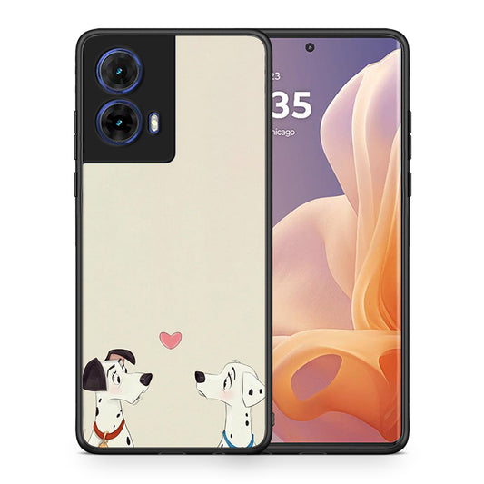 Θήκη Motorola Moto G85 Dalmatians Love από τη Smartfits με σχέδιο στο πίσω μέρος και μαύρο περίβλημα | Motorola Moto G85 Dalmatians Love case with colorful back and black bezels