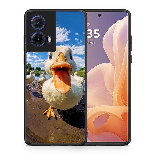 Θήκη Motorola Moto G85 Duck Face από τη Smartfits με σχέδιο στο πίσω μέρος και μαύρο περίβλημα | Motorola Moto G85 Duck Face case with colorful back and black bezels