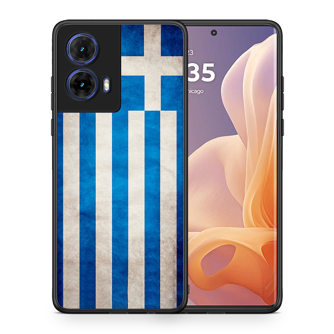 Θήκη Motorola Moto G85 Greek Flag από τη Smartfits με σχέδιο στο πίσω μέρος και μαύρο περίβλημα | Motorola Moto G85 Greek Flag case with colorful back and black bezels