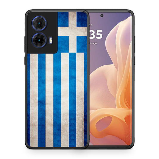 Θήκη Motorola Moto G85 Greek Flag από τη Smartfits με σχέδιο στο πίσω μέρος και μαύρο περίβλημα | Motorola Moto G85 Greek Flag case with colorful back and black bezels