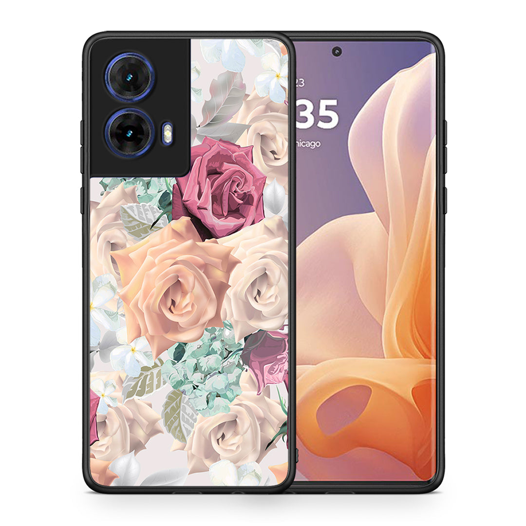 Θήκη Motorola Moto G85 Bouquet Floral από τη Smartfits με σχέδιο στο πίσω μέρος και μαύρο περίβλημα | Motorola Moto G85 Bouquet Floral case with colorful back and black bezels