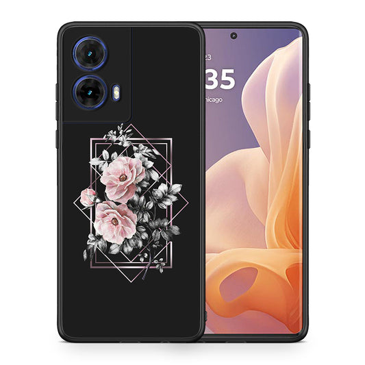 Θήκη Motorola Moto G85 Frame Flower από τη Smartfits με σχέδιο στο πίσω μέρος και μαύρο περίβλημα | Motorola Moto G85 Frame Flower case with colorful back and black bezels