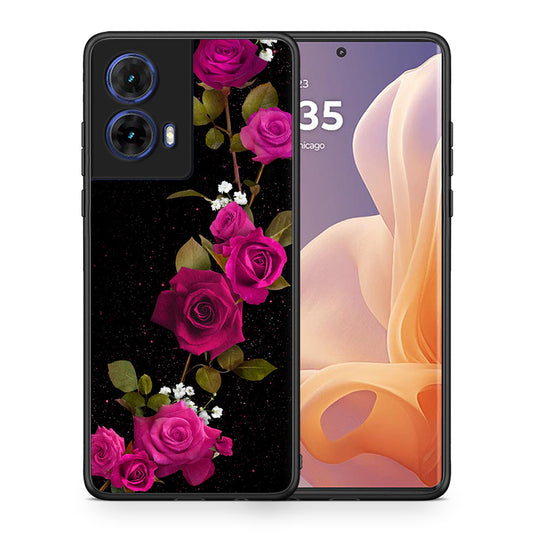 Θήκη Motorola Moto G85 Red Roses Flower από τη Smartfits με σχέδιο στο πίσω μέρος και μαύρο περίβλημα | Motorola Moto G85 Red Roses Flower case with colorful back and black bezels