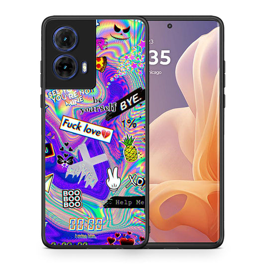 Θήκη Motorola Moto G85 Game Over από τη Smartfits με σχέδιο στο πίσω μέρος και μαύρο περίβλημα | Motorola Moto G85 Game Over case with colorful back and black bezels