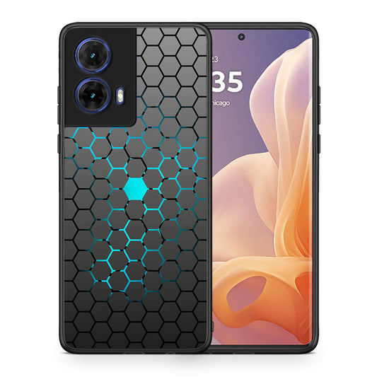 Θήκη Motorola Moto G85 Hexagonal Geometric από τη Smartfits με σχέδιο στο πίσω μέρος και μαύρο περίβλημα | Motorola Moto G85 Hexagonal Geometric case with colorful back and black bezels