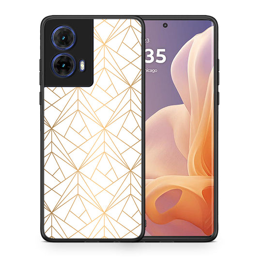 Θήκη Motorola Moto G85 Luxury White Geometric από τη Smartfits με σχέδιο στο πίσω μέρος και μαύρο περίβλημα | Motorola Moto G85 Luxury White Geometric case with colorful back and black bezels