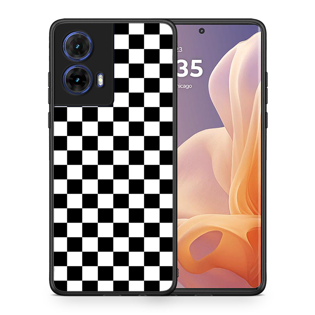 Θήκη Motorola Moto G85 Squares Geometric από τη Smartfits με σχέδιο στο πίσω μέρος και μαύρο περίβλημα | Motorola Moto G85 Squares Geometric case with colorful back and black bezels
