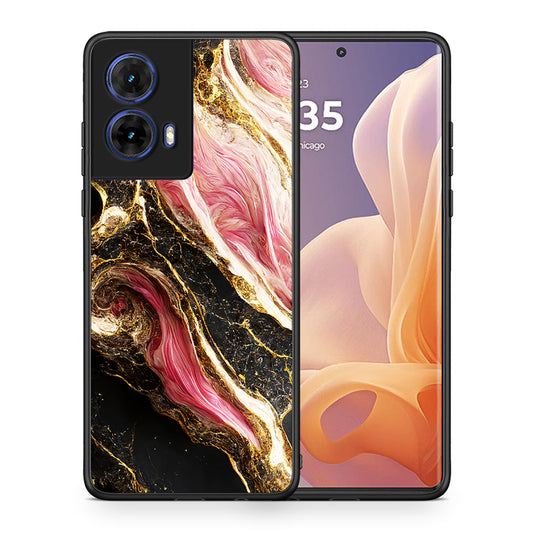 Θήκη Motorola Moto G85 Glamorous Pink Marble από τη Smartfits με σχέδιο στο πίσω μέρος και μαύρο περίβλημα | Motorola Moto G85 Glamorous Pink Marble case with colorful back and black bezels