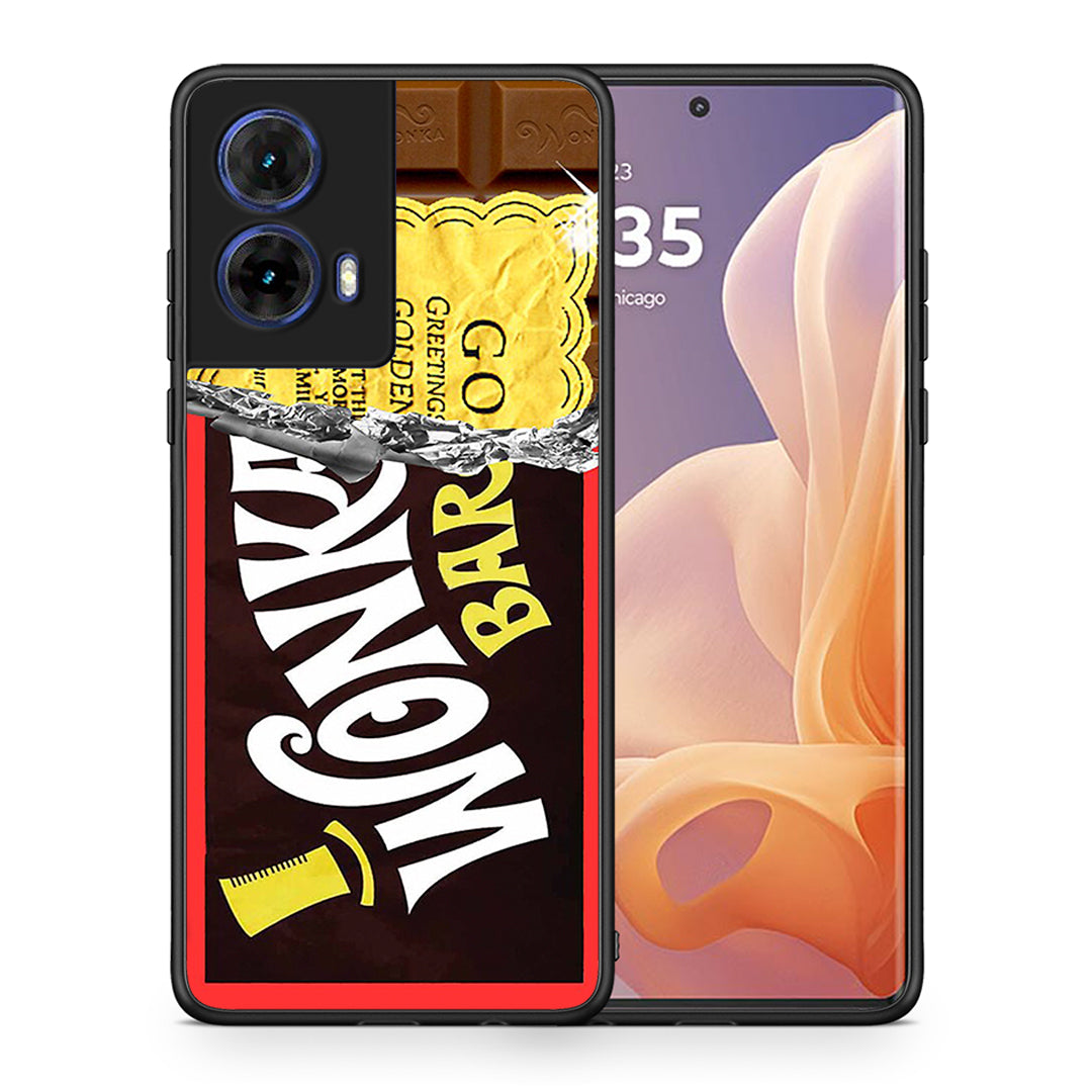 Θήκη Motorola Moto G85 Golden Ticket από τη Smartfits με σχέδιο στο πίσω μέρος και μαύρο περίβλημα | Motorola Moto G85 Golden Ticket case with colorful back and black bezels