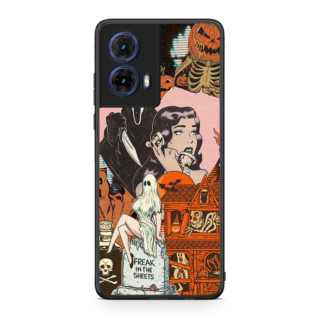 Motorola Moto G85 Halloween Collage Θήκη από τη Smartfits με σχέδιο στο πίσω μέρος και μαύρο περίβλημα | Smartphone case with colorful back and black bezels by Smartfits