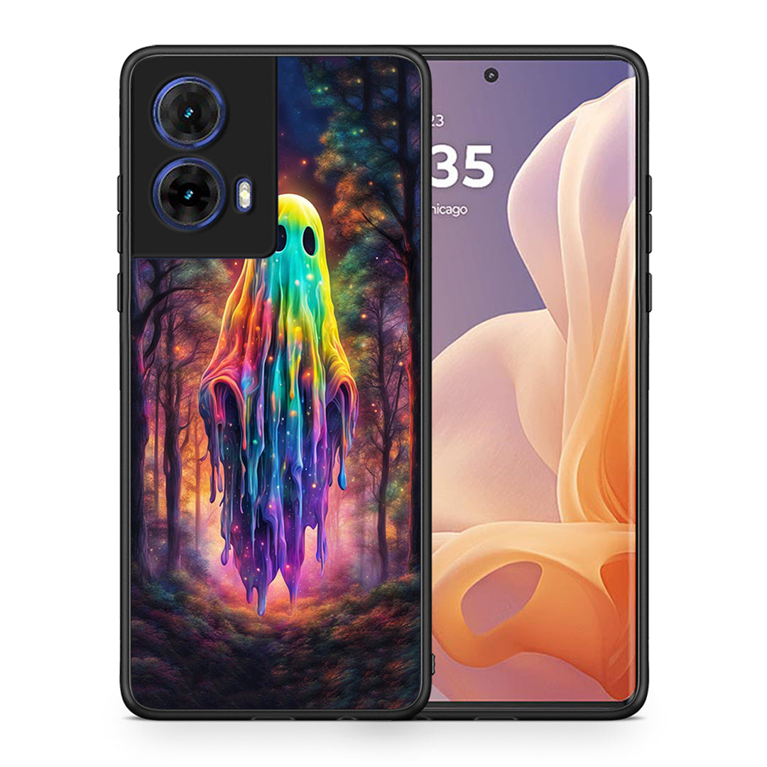 Θήκη Motorola Moto G85 Halloween Ghost από τη Smartfits με σχέδιο στο πίσω μέρος και μαύρο περίβλημα | Motorola Moto G85 Halloween Ghost case with colorful back and black bezels