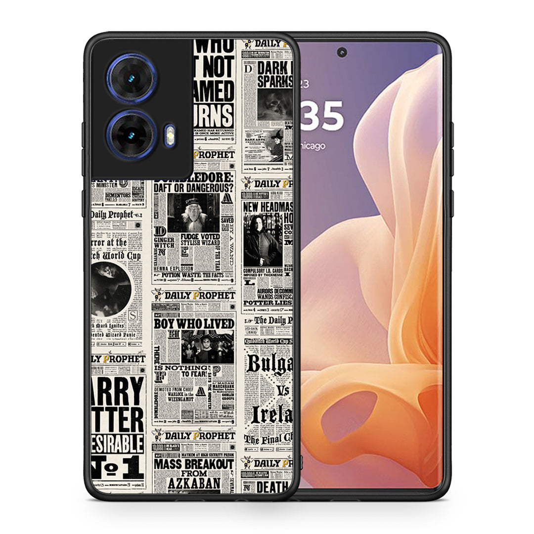 Θήκη Motorola Moto G85 Harry Paper από τη Smartfits με σχέδιο στο πίσω μέρος και μαύρο περίβλημα | Motorola Moto G85 Harry Paper case with colorful back and black bezels