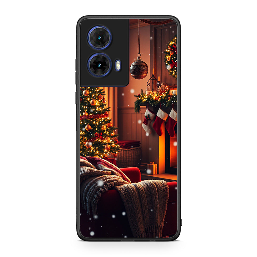 Motorola Moto G85 Home For Christmas θήκη από τη Smartfits με σχέδιο στο πίσω μέρος και μαύρο περίβλημα | Smartphone case with colorful back and black bezels by Smartfits