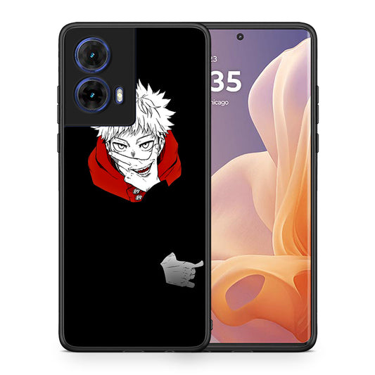 Θήκη Motorola Moto G85 Itadori Anime από τη Smartfits με σχέδιο στο πίσω μέρος και μαύρο περίβλημα | Motorola Moto G85 Itadori Anime case with colorful back and black bezels