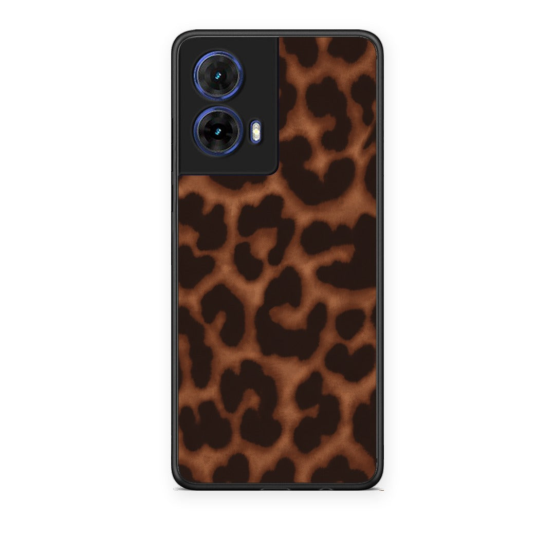 Θήκη Motorola Moto G85 Leopard Print Dark Brown από τη Smartfits με σχέδιο στο πίσω μέρος και μαύρο περίβλημα | Motorola Moto G85 Leopard Print Dark Brown case with colorful back and black bezels
