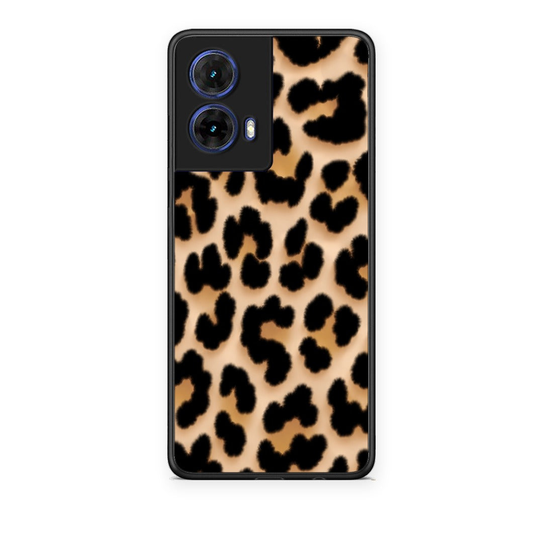 Θήκη Motorola Moto G85 Leopard Print Tan Large από τη Smartfits με σχέδιο στο πίσω μέρος και μαύρο περίβλημα | Motorola Moto G85 Leopard Print Tan Large case with colorful back and black bezels